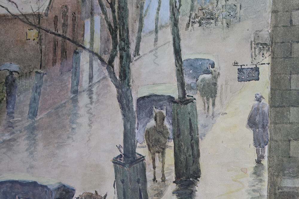 Framed "A Rainy Day In Frankfort" Paul Sawyer Reprint