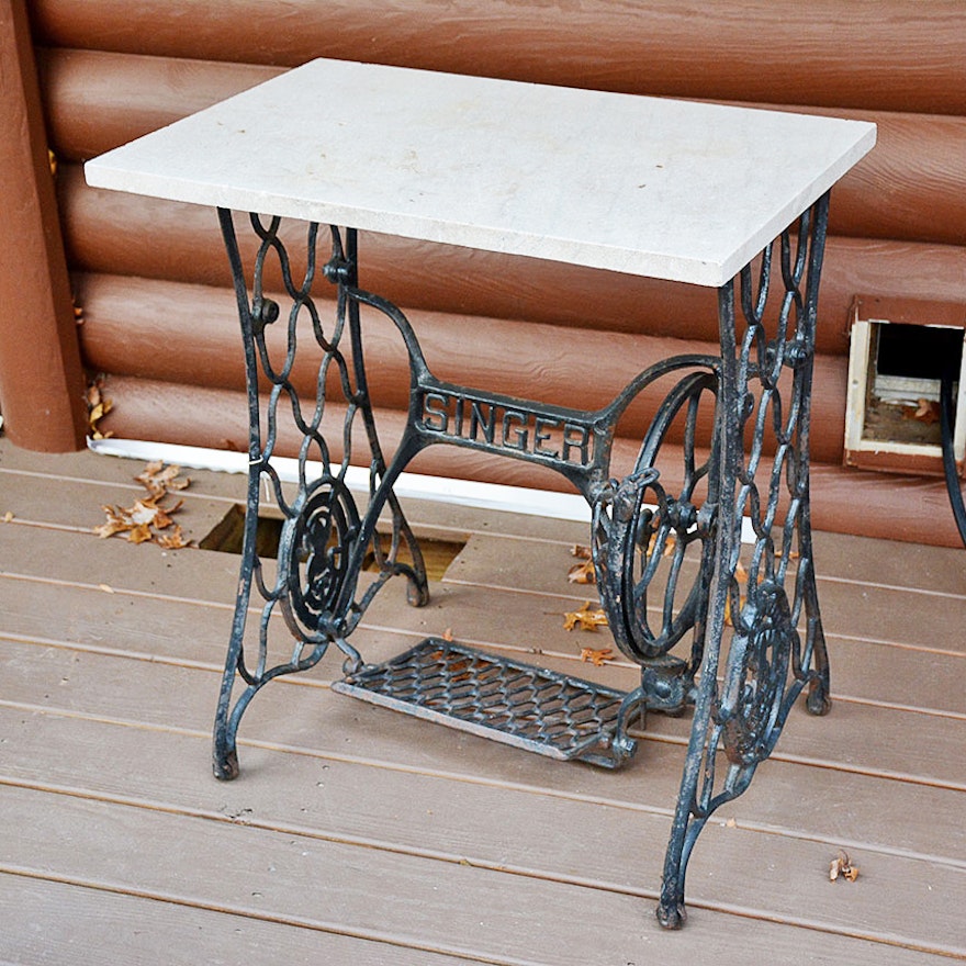 Vintage Cast Iron Singer Sewing Table