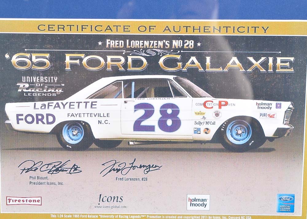 Signed Die-Cast Fred Lorenzen '65 Ford Galaxie