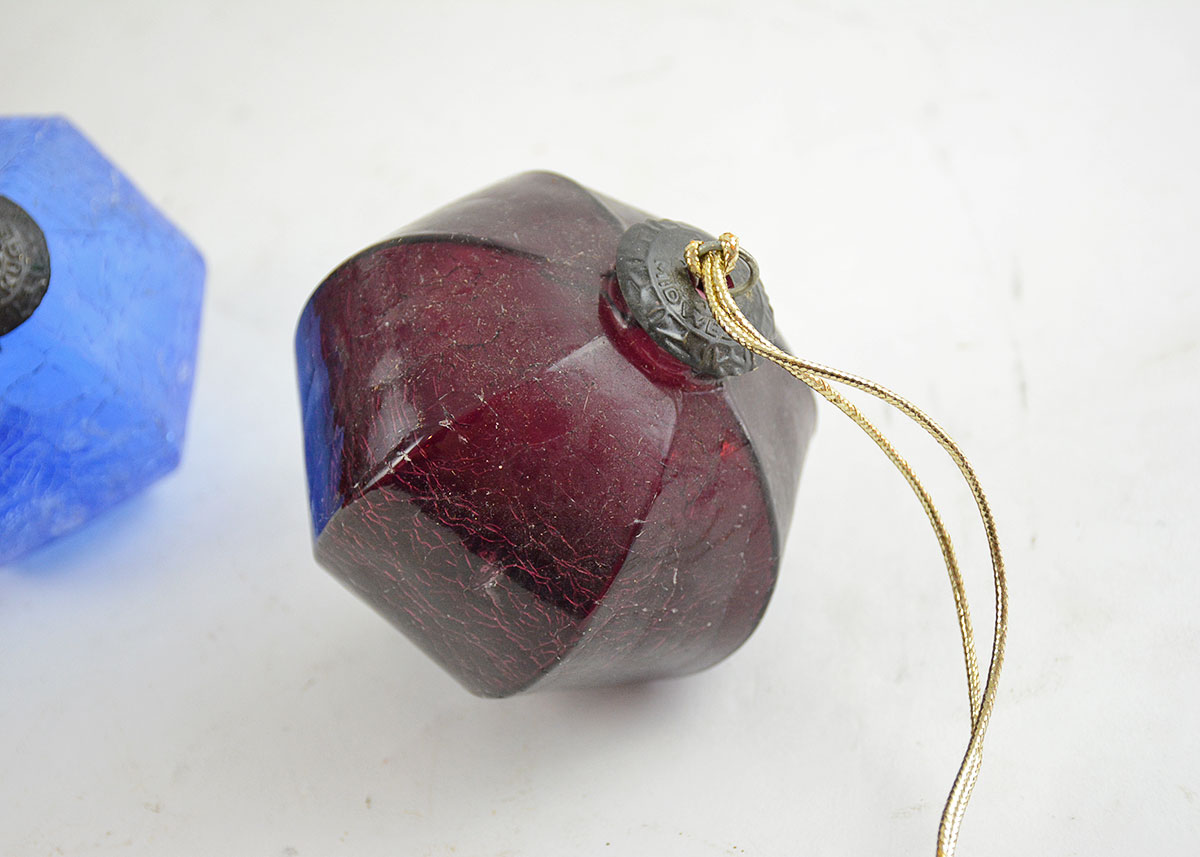 Kugel Midwest Blue and Purple Glass Antique Ornaments