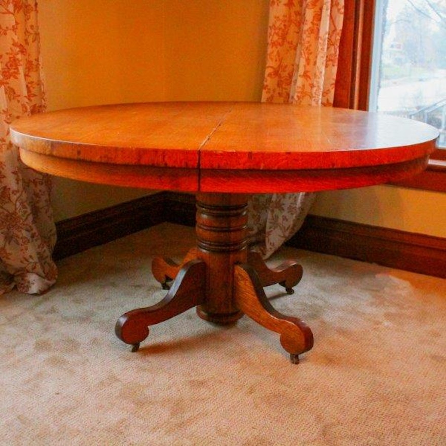 American Empire Style Round Oak Table