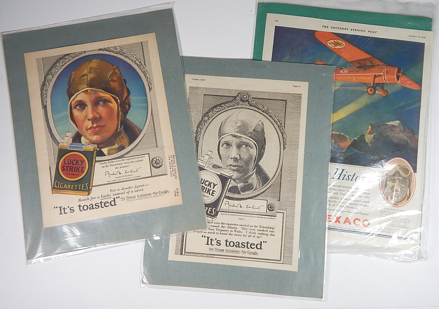 Three Un-Framed Vintage Aviation Themed Advertisements
