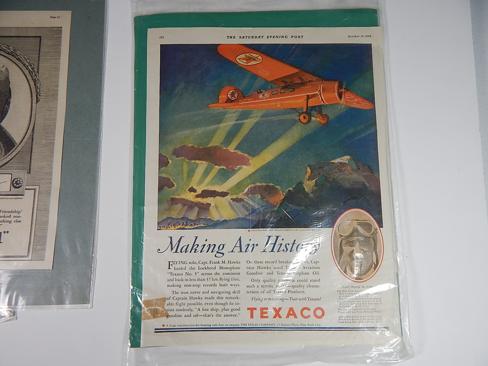 Three Un-Framed Vintage Aviation Themed Advertisements
