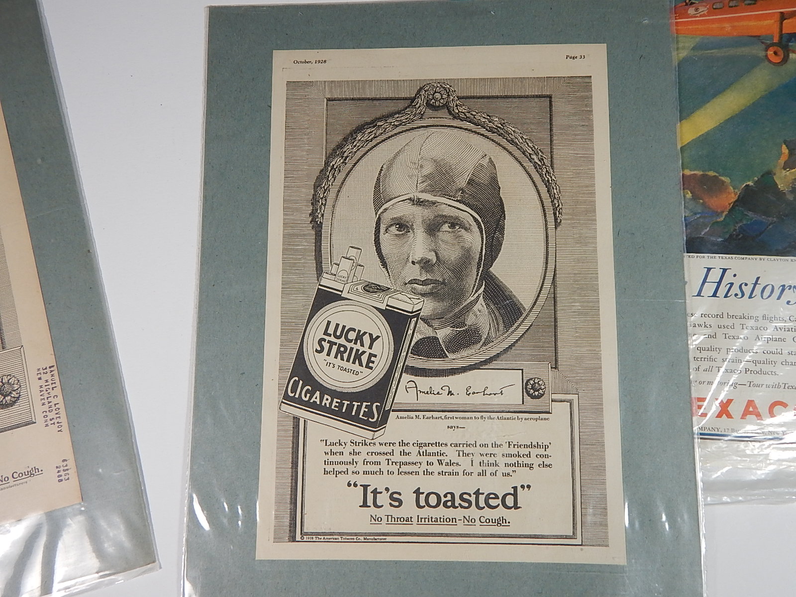 Three Un-Framed Vintage Aviation Themed Advertisements