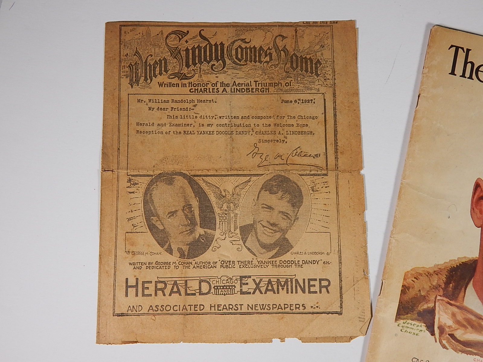 1927 _The Literary Digest_ and _When Lindy Comes Home_ Musical Score