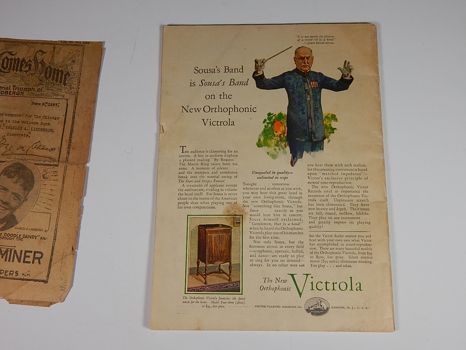 1927 _The Literary Digest_ and _When Lindy Comes Home_ Musical Score