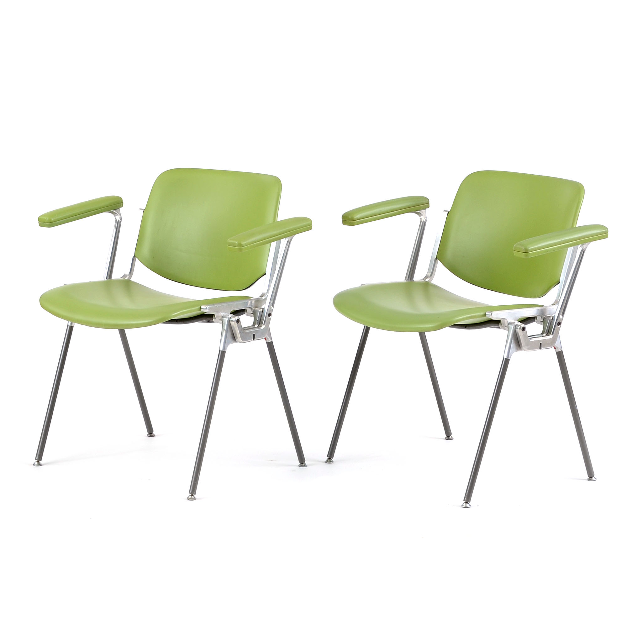 Pair of Mid-Century Italian Cast Aluminum Arm Chairs by Castelli