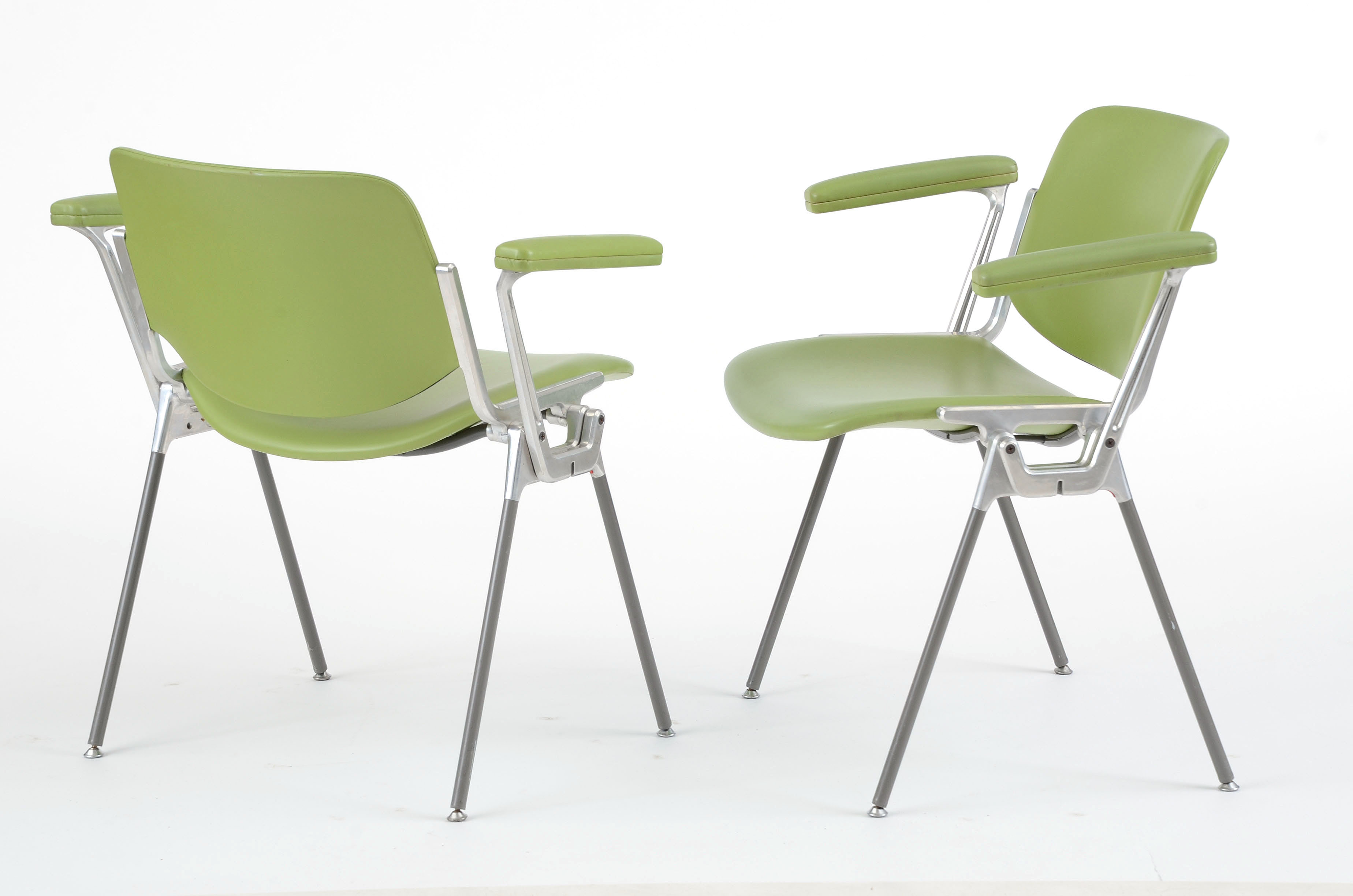 Pair of Mid-Century Italian Cast Aluminum Arm Chairs by Castelli