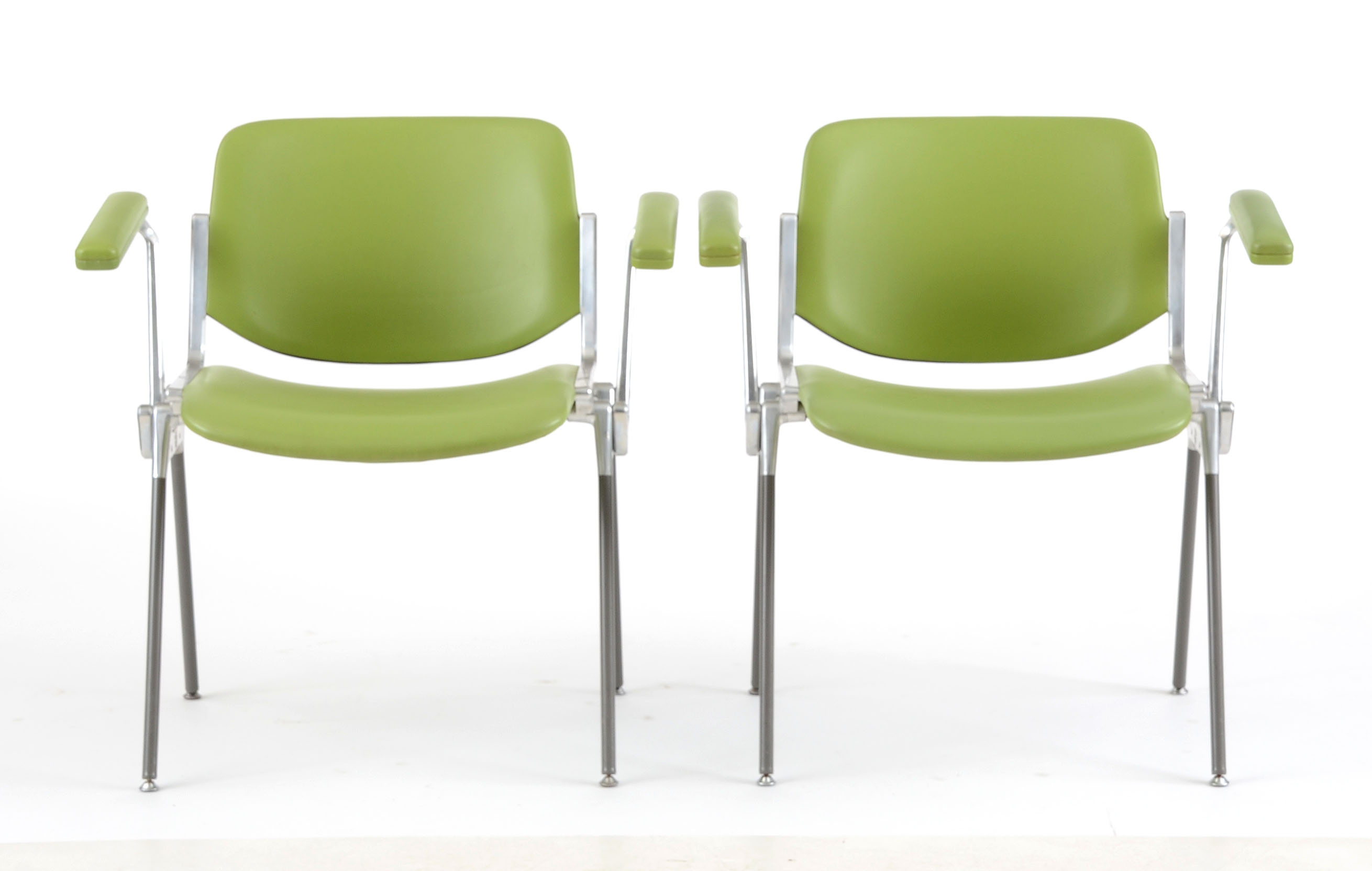 Pair of Mid-Century Italian Cast Aluminum Arm Chairs by Castelli