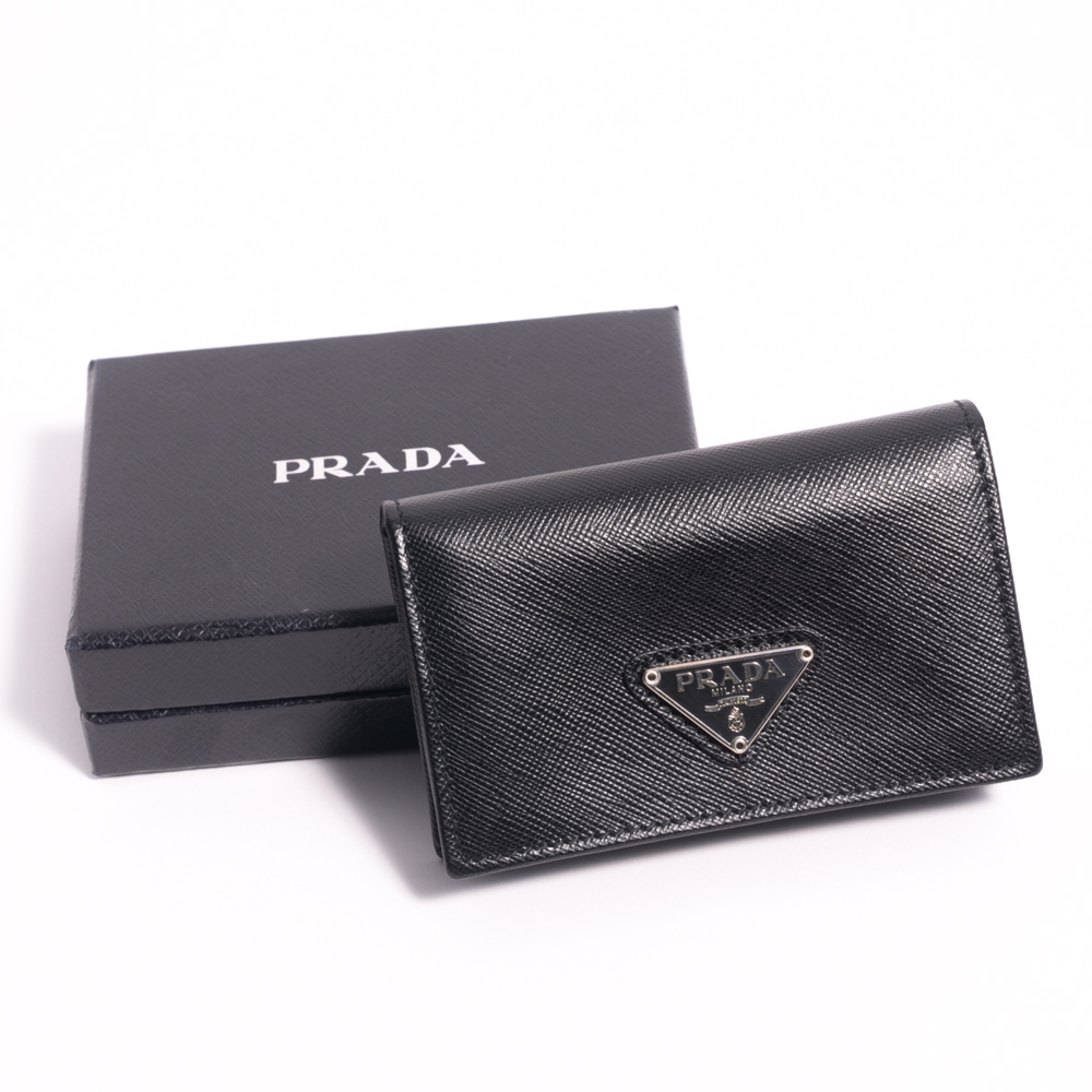 Prada Saffiano Leather Bifold Card Case Wallet