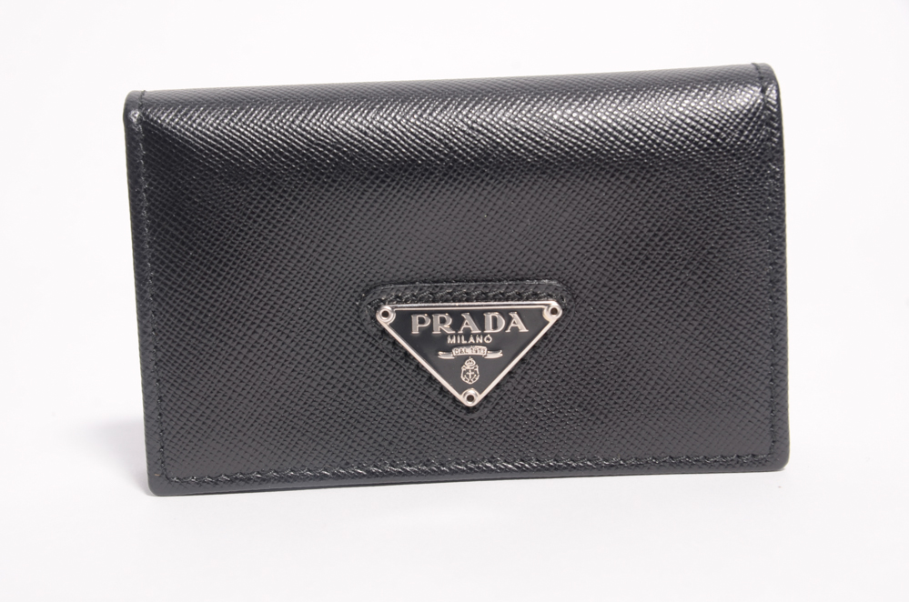 Prada Saffiano Leather Bifold Card Case Wallet