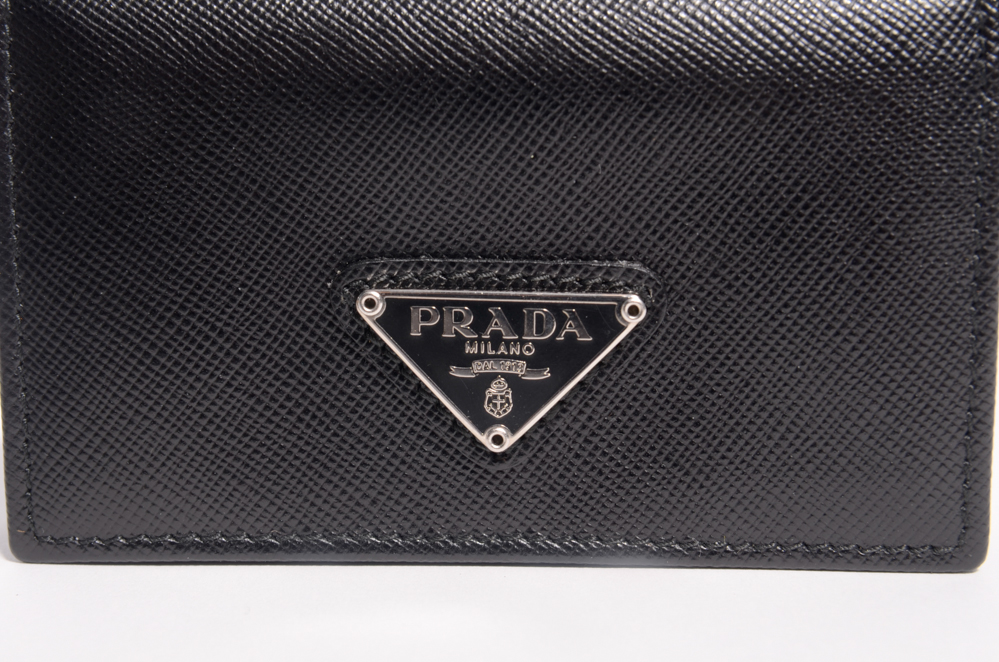 Prada Saffiano Leather Bifold Card Case Wallet