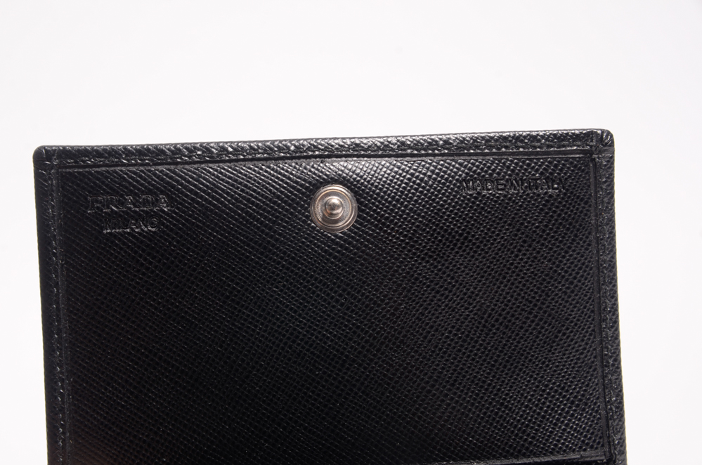 Prada Saffiano Leather Bifold Card Case Wallet