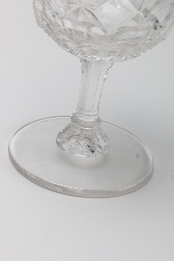Pair of Vintage Cut Glass Goblets and Covered Jar