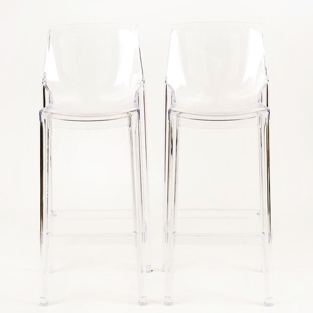 Pair of Zuo Modern Acrylic Bar Chairs