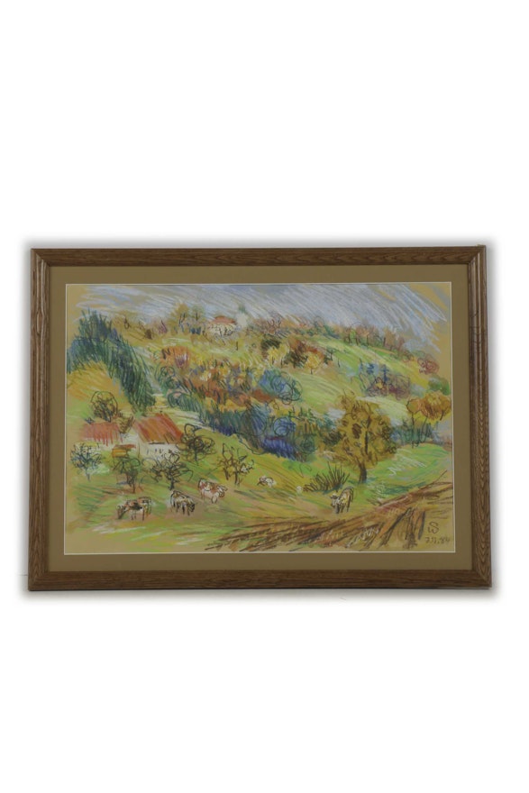 Werner Spitzer Crayon, Pastel, and Watercolor Landscape