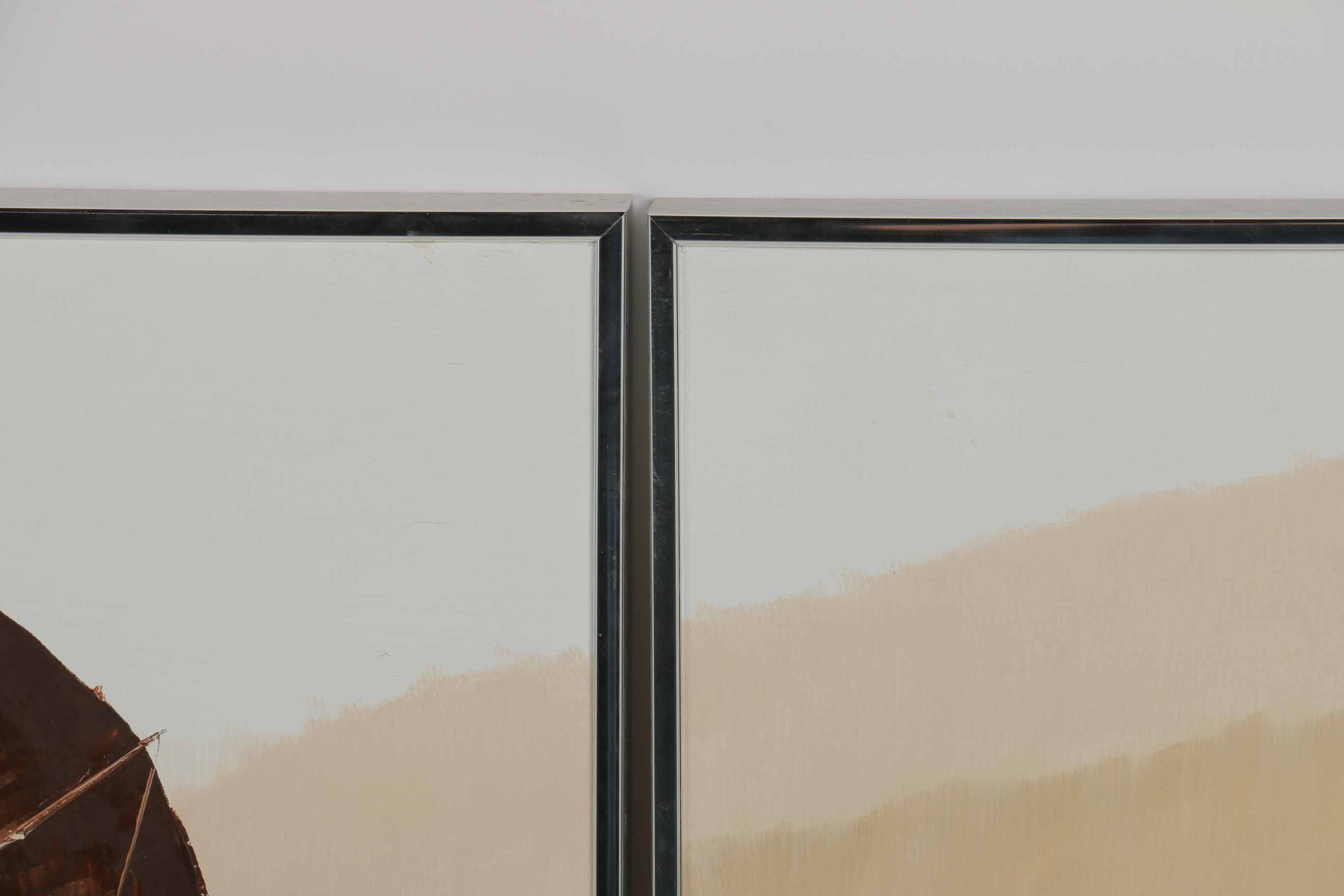 P. Wong Oil Painting on Canvas Triptych of Chinese Boats