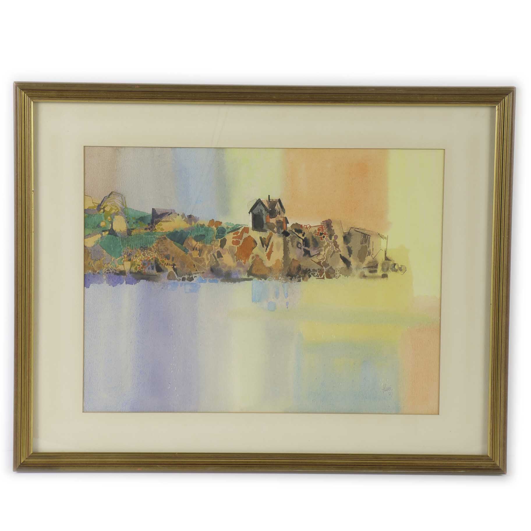 Thad Brykalski Watercolor Painting on Paper "Bass Rocks"