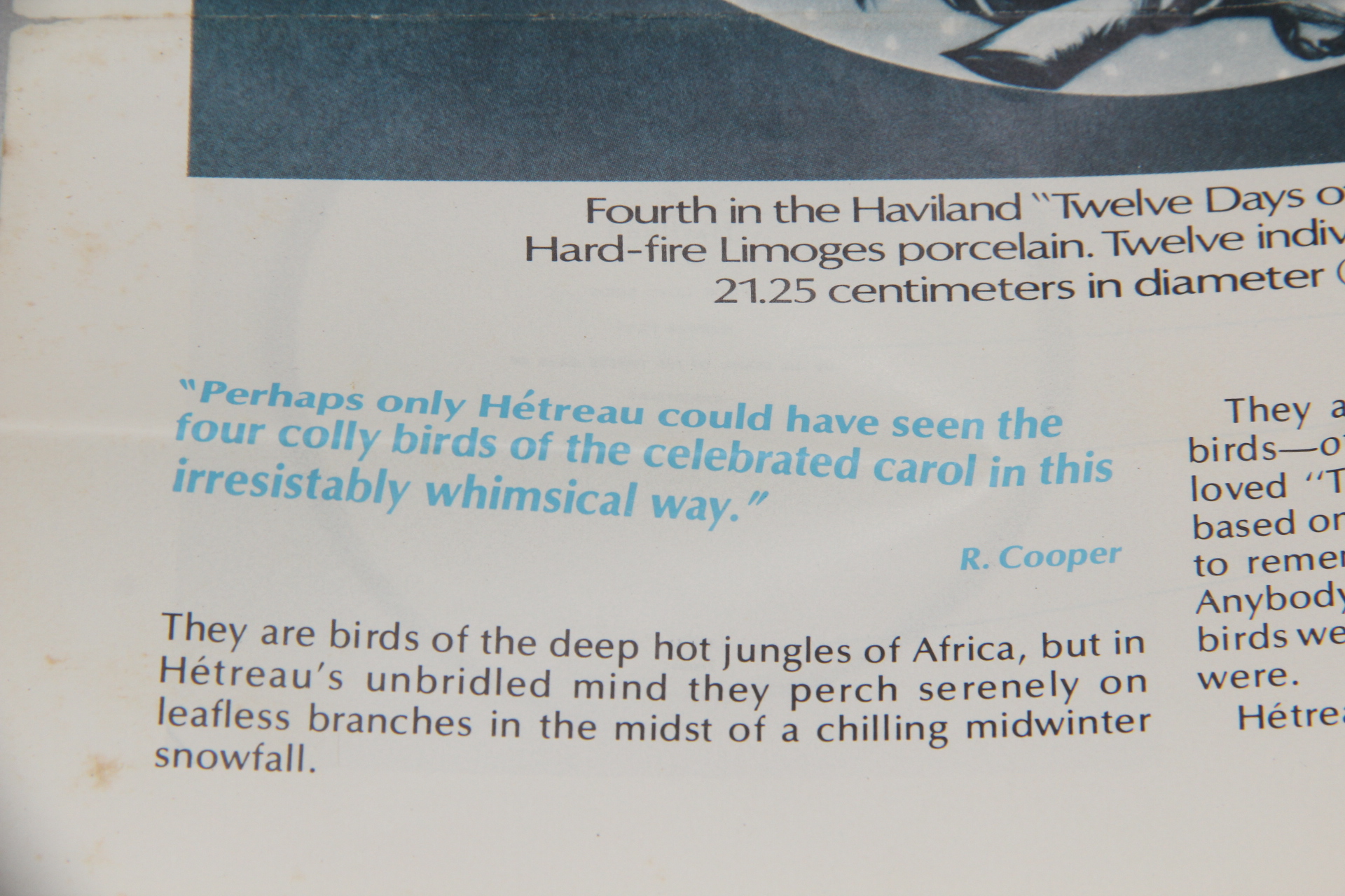 Haviland Limoges "Four Colly Birds"  Collectors Plate