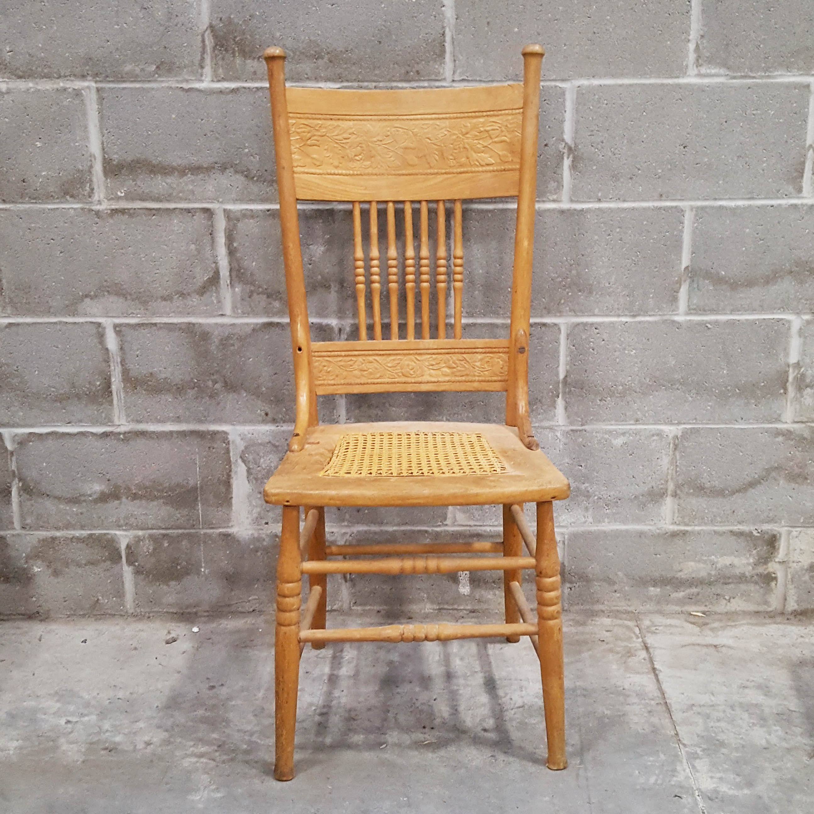 Vintage Wooden Chair with Cane Seat