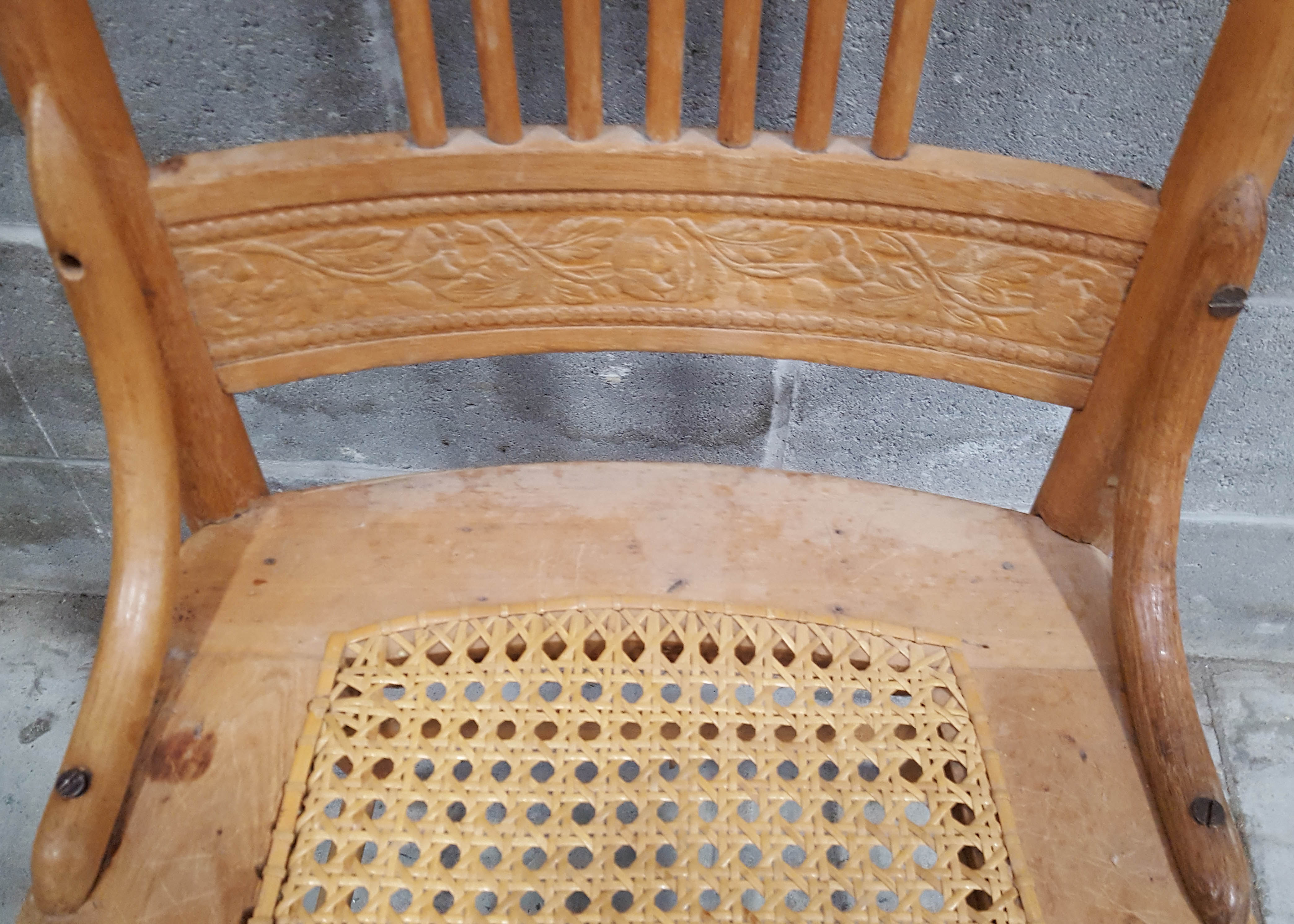 Vintage Wooden Chair with Cane Seat