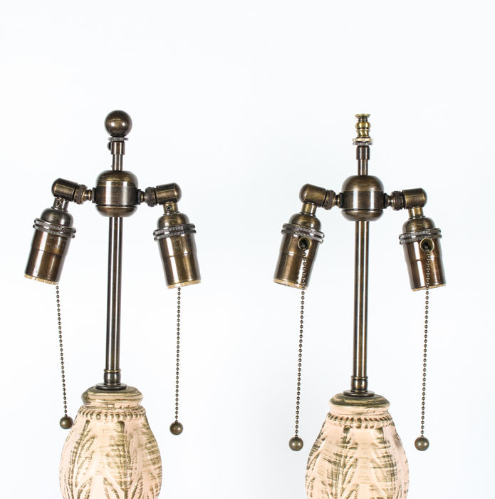 Pair of Vintage Wood and Acrylic Table Lamps