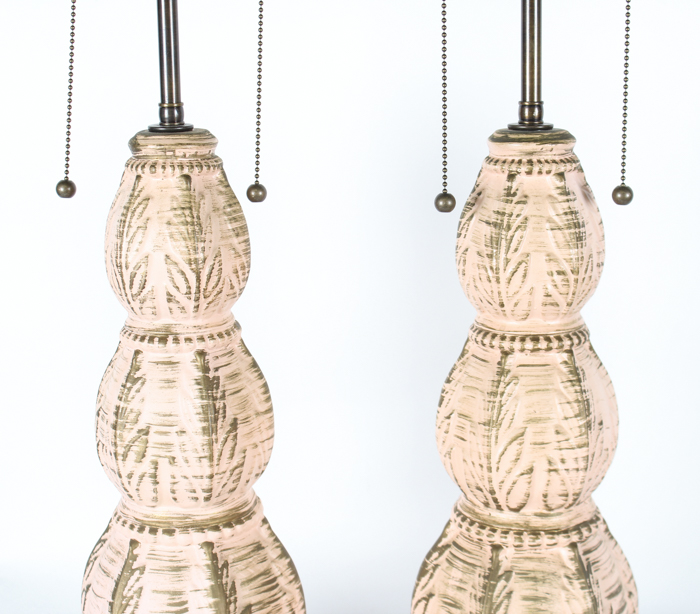 Pair of Vintage Wood and Acrylic Table Lamps