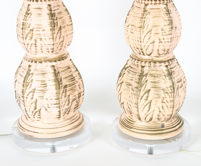 Pair of Vintage Wood and Acrylic Table Lamps