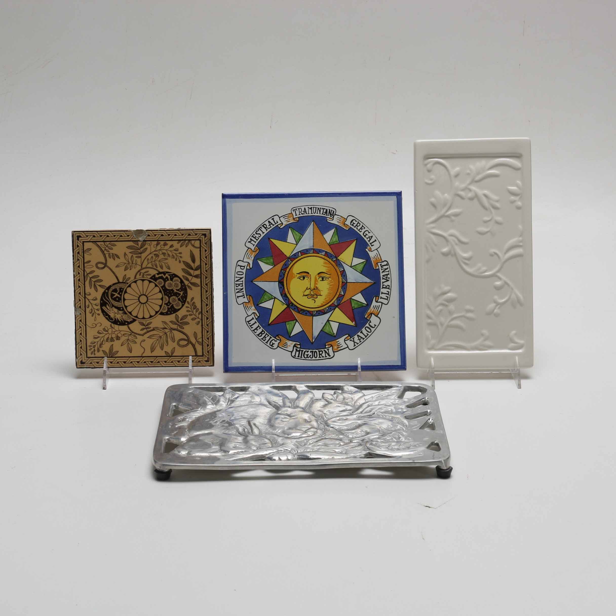 Collection of Tiles and Trivets Including Minton