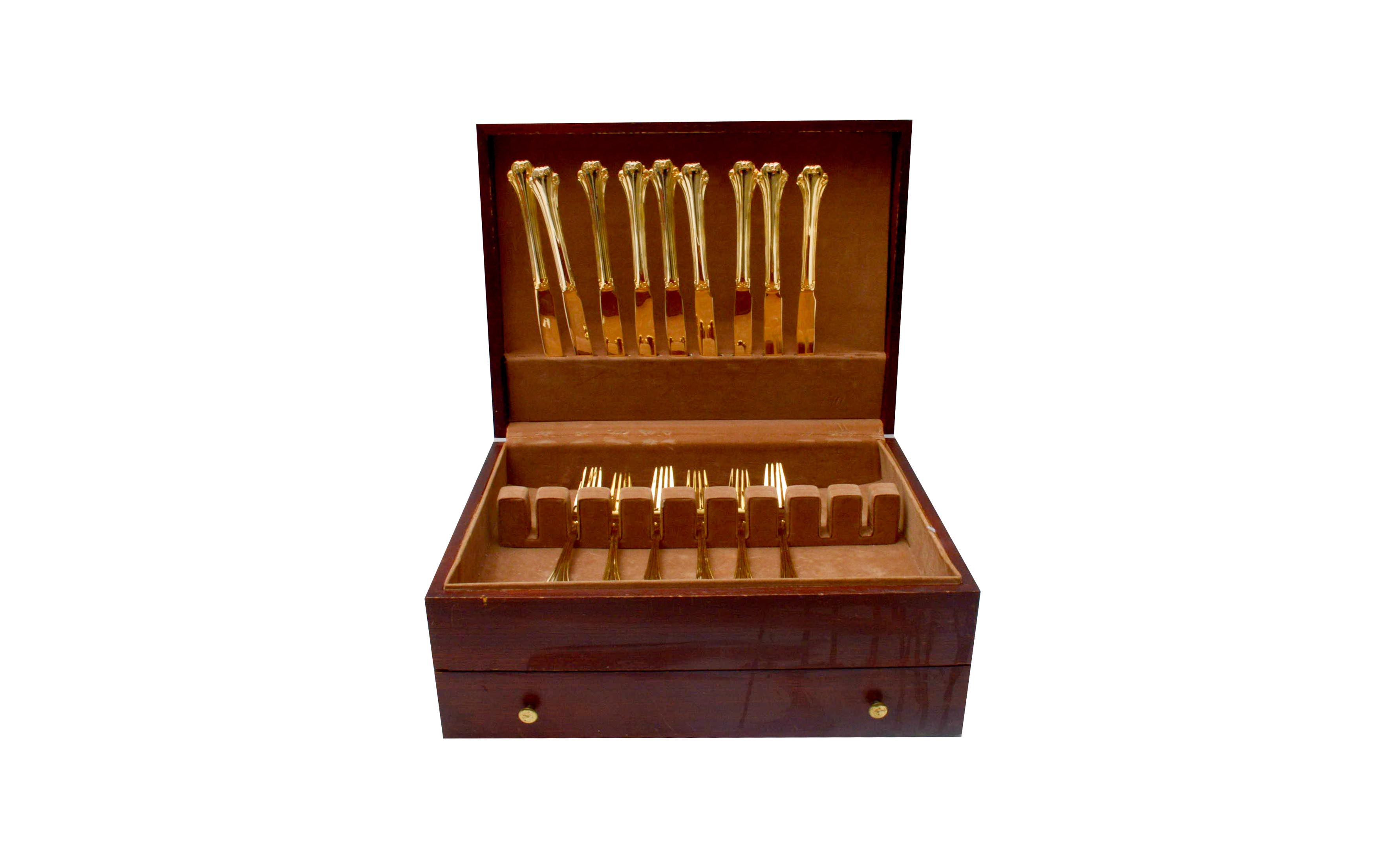 F. B. Rogers Gold Plate "Park Manor" Flatware with Case