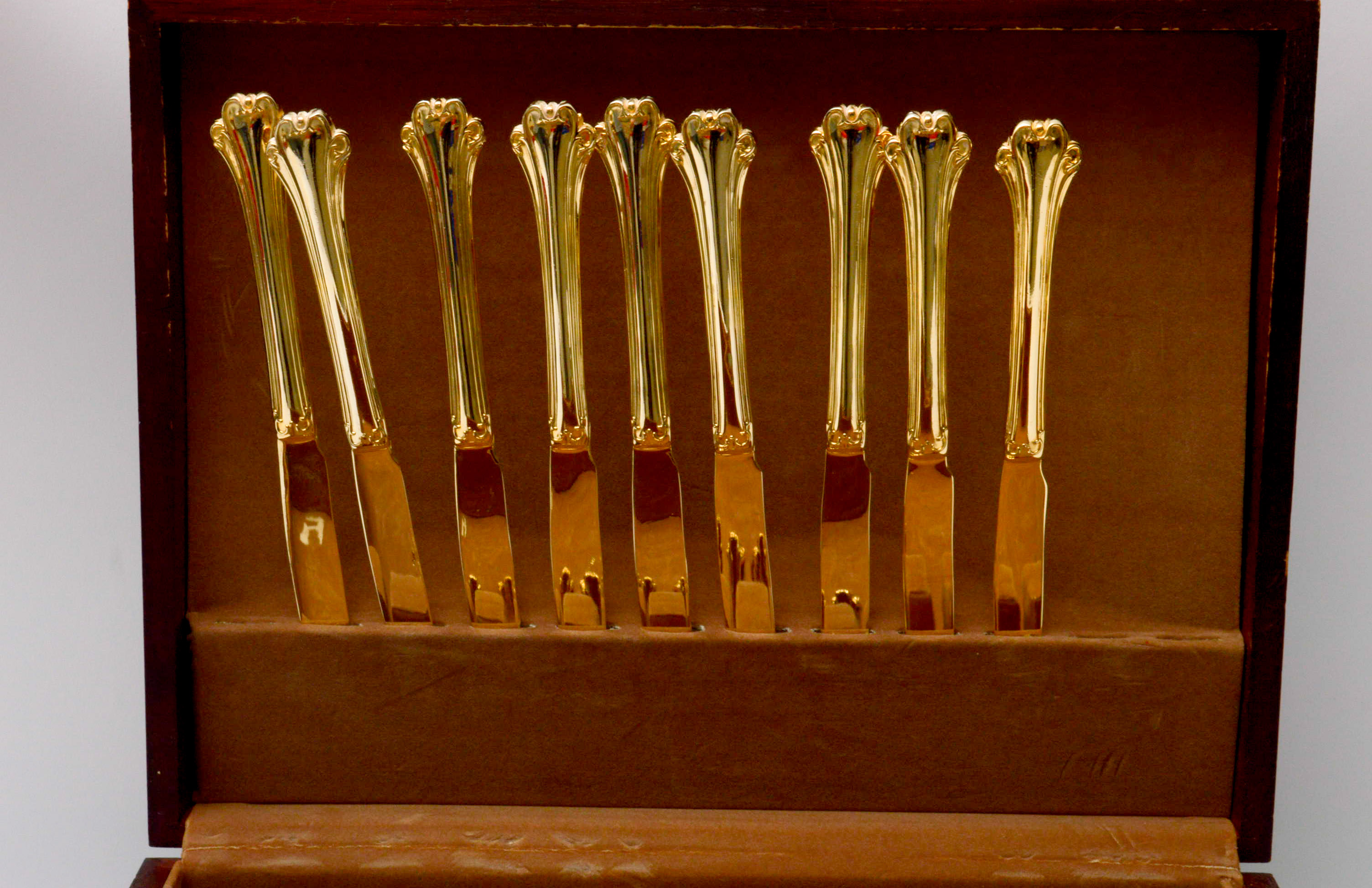 F. B. Rogers Gold Plate "Park Manor" Flatware with Case