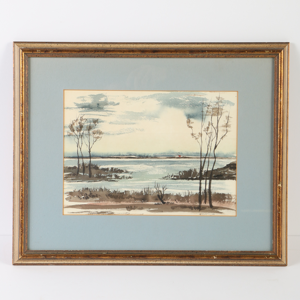 Winifred Beamish Watercolor Painting Landscape