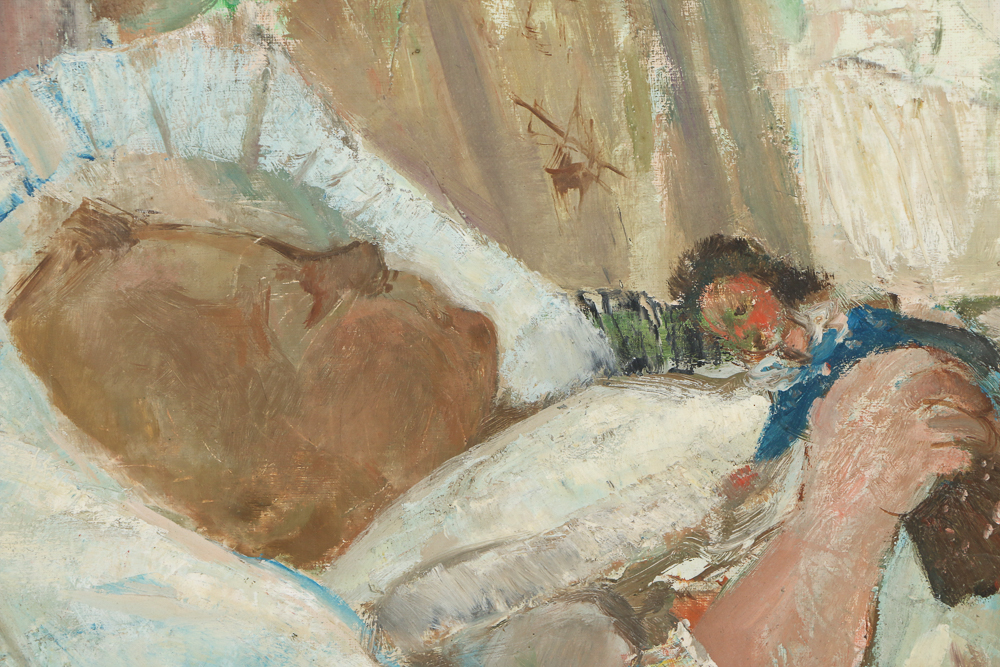 Constant Lambrecht Oil Painting on Canvas of a Sleeping Baby