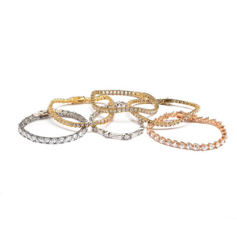 Six Sterling Silver CZ Tennis Bracelets