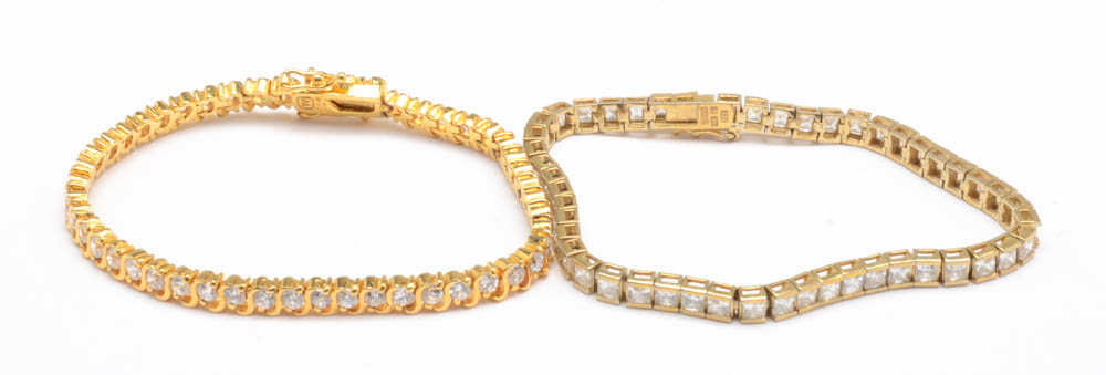 Six Sterling Silver CZ Tennis Bracelets