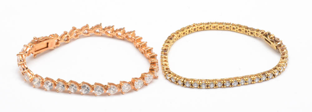 Six Sterling Silver CZ Tennis Bracelets