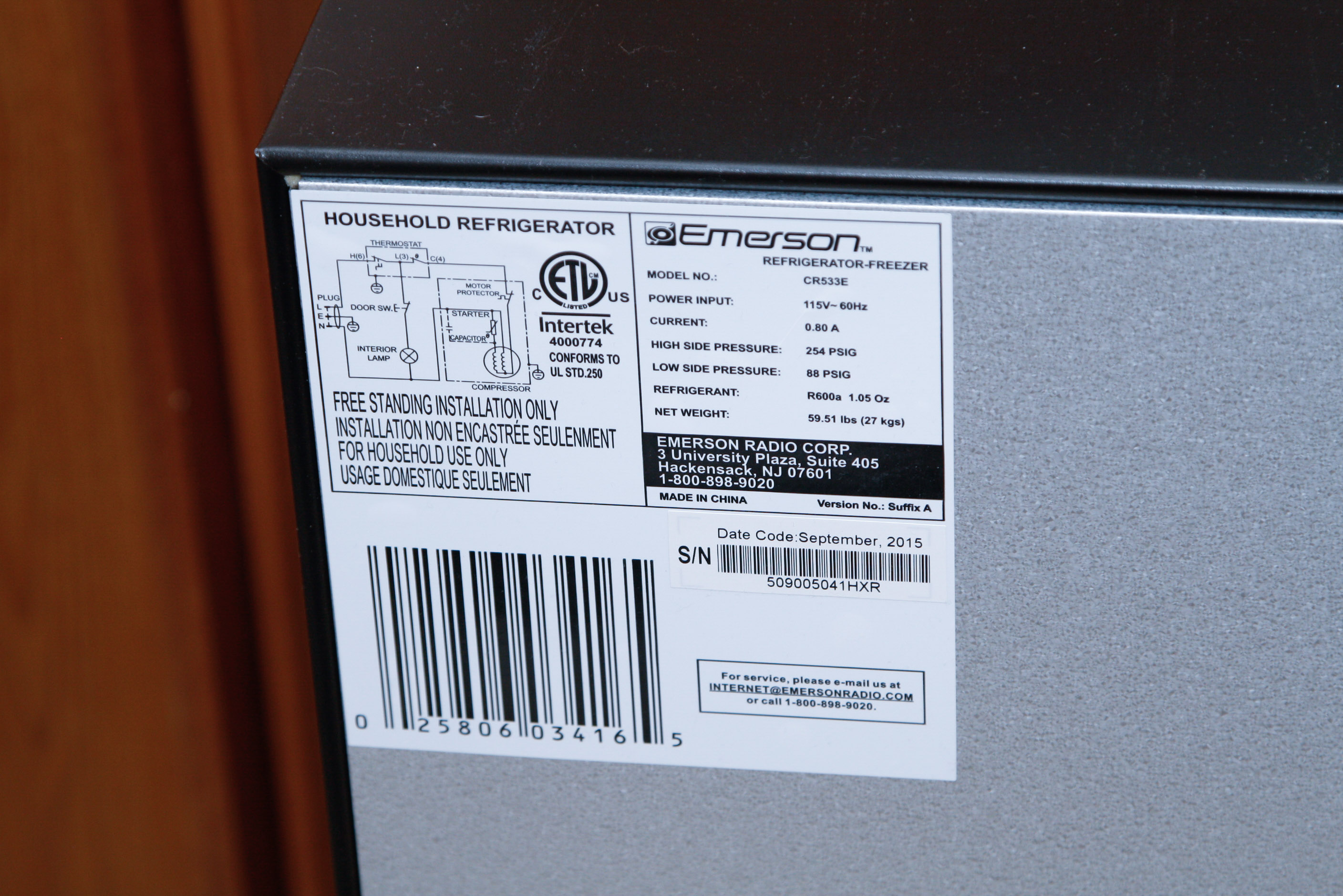 Emerson Double-Door Compact Refrigerator-Freezer