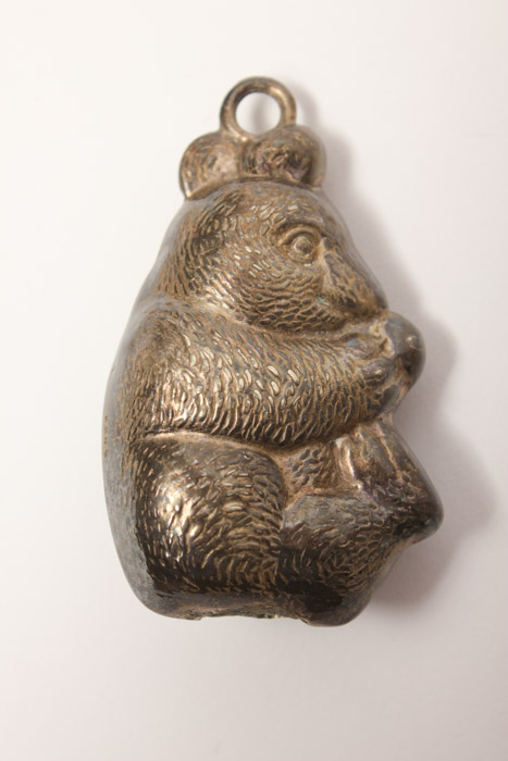 Vintage Silver Plate Rattle with Mother of Pearl Teether