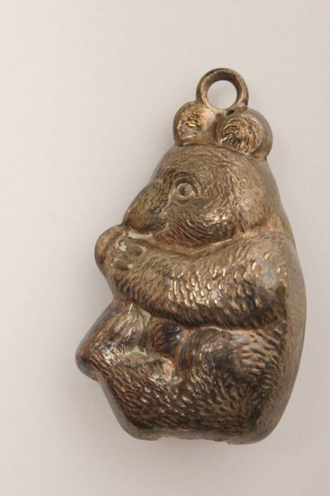 Vintage Silver Plate Rattle with Mother of Pearl Teether