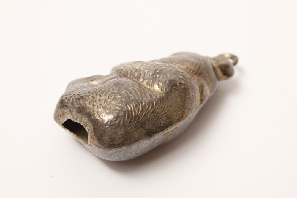 Vintage Silver Plate Rattle with Mother of Pearl Teether