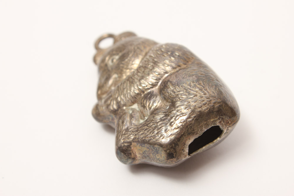 Vintage Silver Plate Rattle with Mother of Pearl Teether