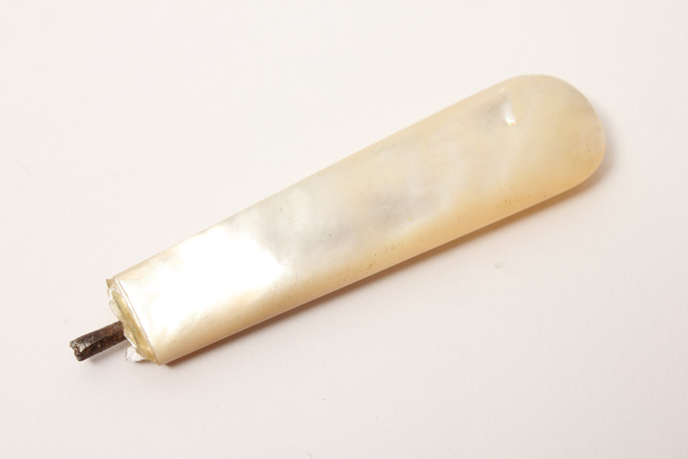 Vintage Silver Plate Rattle with Mother of Pearl Teether