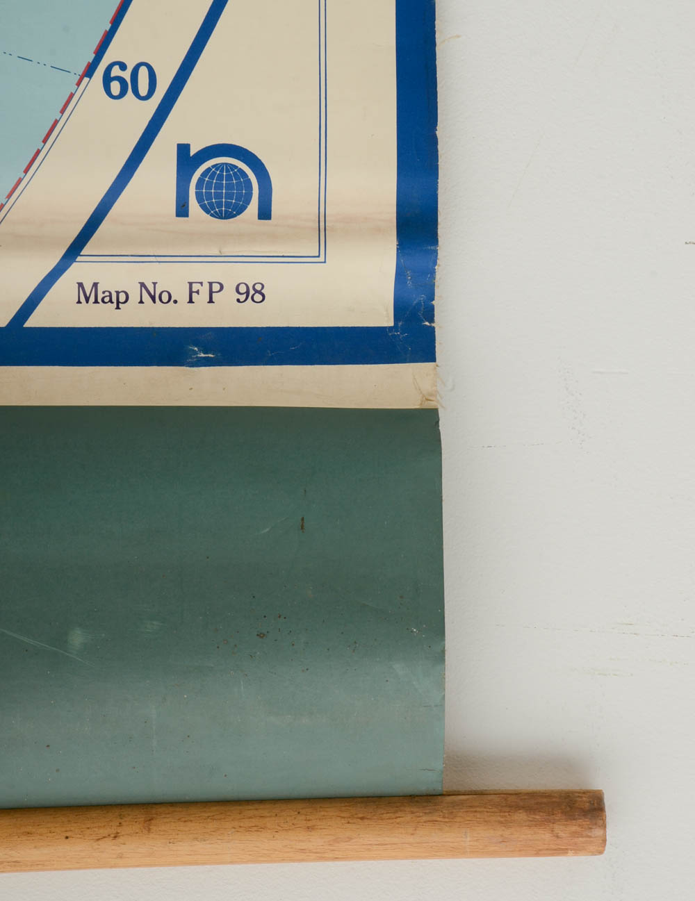 1968 Vintage Pull-Down World Map