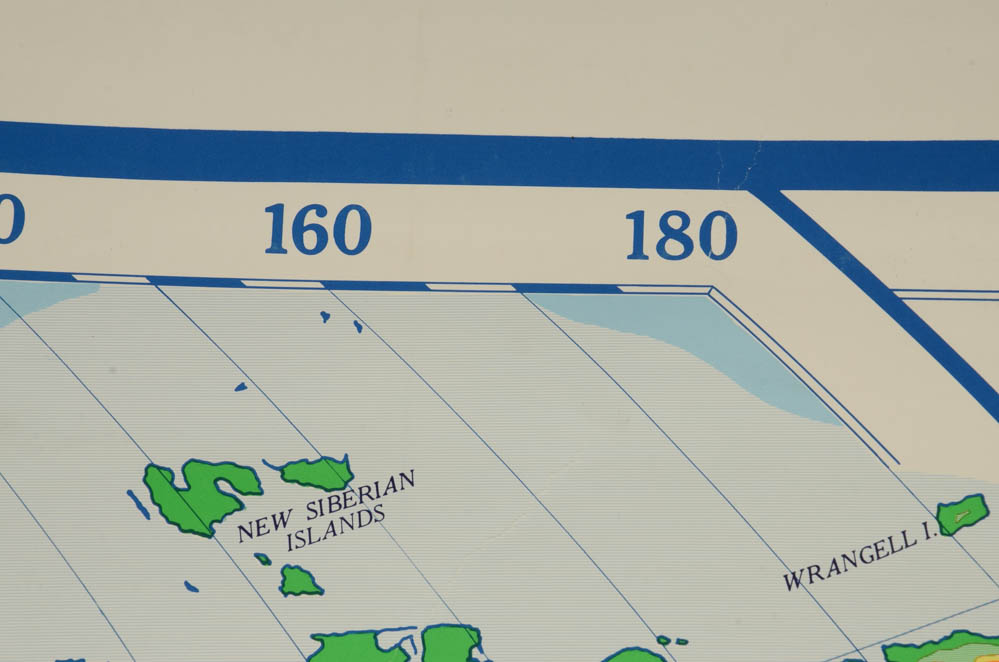 1968 Vintage Pull-Down World Map