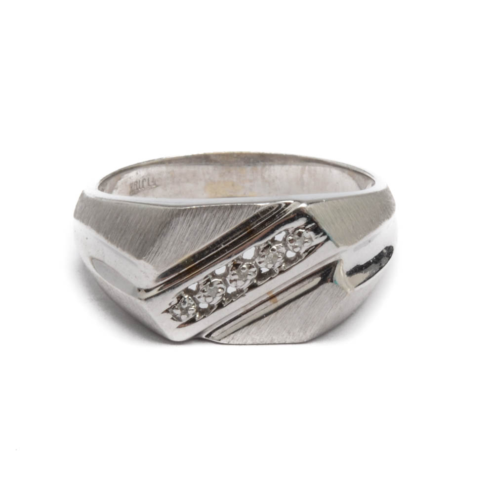 Men's 10K White Gold Diamond Ring