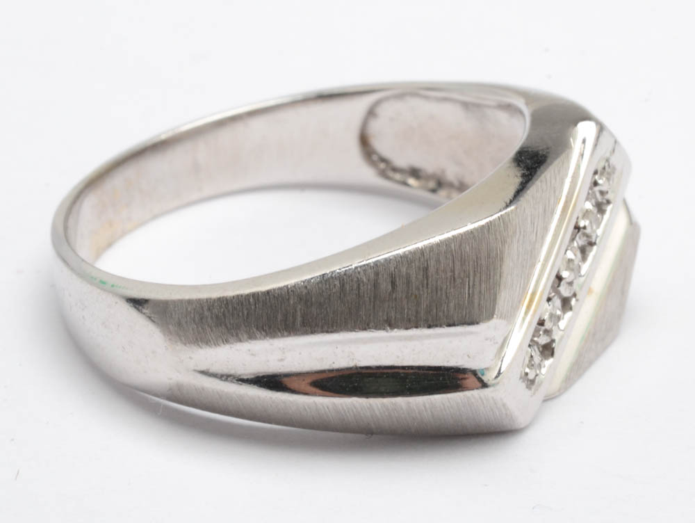 Men's 10K White Gold Diamond Ring