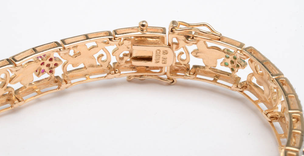 Collection of Three Sterling Silver Semi-Precious Stone Tennis Bracelets