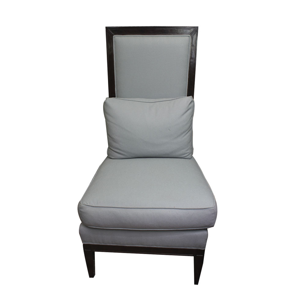 Upholstered Blue High Back Chair by Wesley Hall