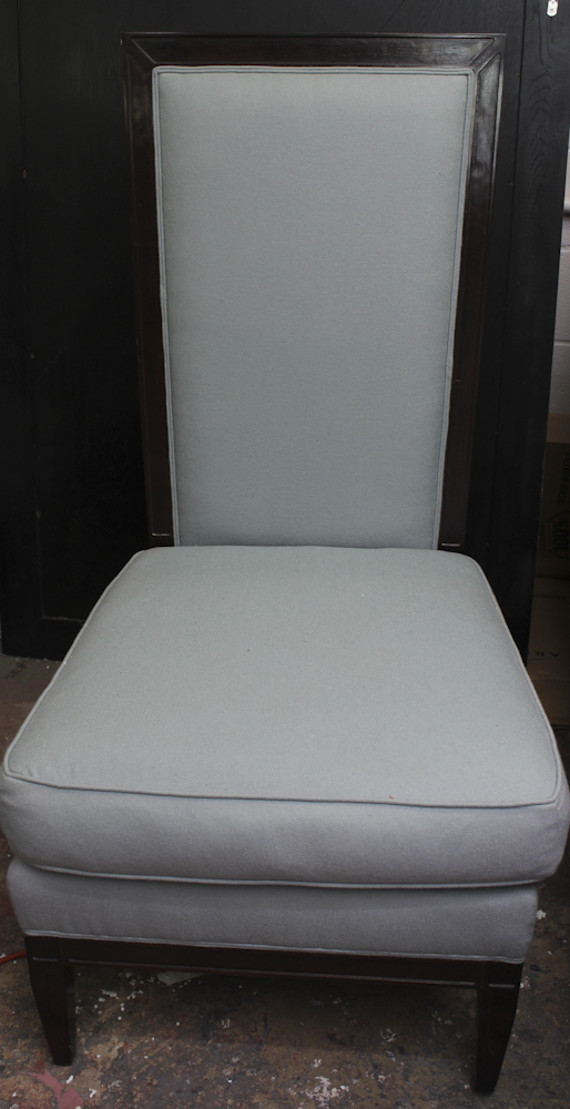 Upholstered Blue High Back Chair by Wesley Hall