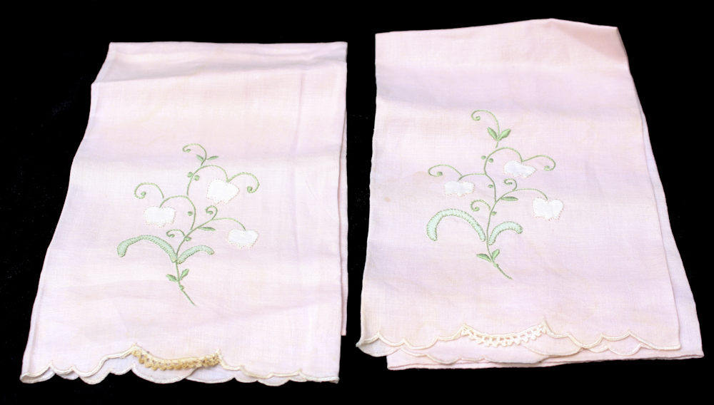 Vintage Lace Tablecloth and Embroidered Tea Towel Set